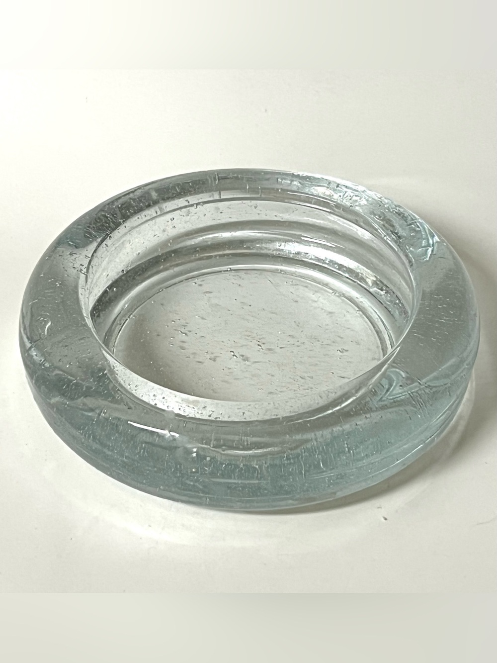 Indiana Glass Bubble Clear Round Pillar Candle Holder Ashtray Trinket Dish 4.5"